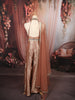 Champagne Rose Gold Floral Stone Embellished Design Banarasi Silk Party Wear Palazzo Suit with Matching Dupatta