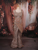 Champagne Rose Gold Heavy Sequins & Beads Embroidered Shimmer Party Wear Palazzo Suit with Draped Dupatta