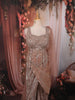 Champagne Rose Gold Heavy Sequins & Beads Embroidered Shimmer Party Wear Palazzo Suit with Draped Dupatta