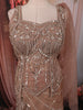 Champagne Rose Gold Heavy Sequins & Beads Embroidered Shimmer Party Wear Palazzo Suit with Draped Dupatta