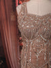 Champagne Rose Gold Heavy Sequins & Beads Embroidered Shimmer Party Wear Palazzo Suit with Draped Dupatta