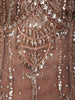 Champagne Rose Gold Heavy Sequins & Beads Embroidered Shimmer Party Wear Palazzo Suit with Draped Dupatta