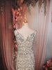 Champagne Silver Heavy Sequins Embroidered Design Sequins Fabric Party Wear Fish Cut Gown