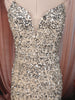 Champagne Silver Heavy Sequins Embroidered Design Sequins Fabric Party Wear Fish Cut Gown