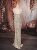 Champagne Silver Heavy Sequins Embroidered Design Sequins Fabric Party Wear Fish Cut Gown