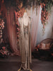 Champagne Taupe Brown Paisley Sequins and Beads Embroidered Design Holographic Indo Western Draped Skirt Corset Top with Choker Dupatta