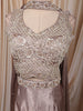 Champagne Taupe Heavy Beads Embroidered Design Textured Party Wear Indo Western Palazzo Suit with Matching Choker Dupatta