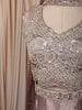 Champagne Taupe Heavy Beads Embroidered Design Textured Party Wear Indo Western Palazzo Suit with Matching Choker Dupatta