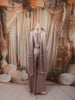 Champagne Taupe Heavy Beads Embroidered Design Textured Party Wear Indo Western Palazzo Suit with Matching Choker Dupatta