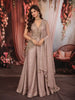 Champagne Taupe Heavy Sequins and Beads Embroidered Design Textured Indo Western Palazzo Suit with Matching Dupatta