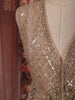 Champagne Taupe Heavy Sequins and Beads Embroidered Design Textured Indo Western Palazzo Suit with Matching Dupatta