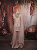 Champagne Taupe Heavy Sequins and Beads Embroidered Design Textured Indo Western Palazzo Suit with Matching Dupatta