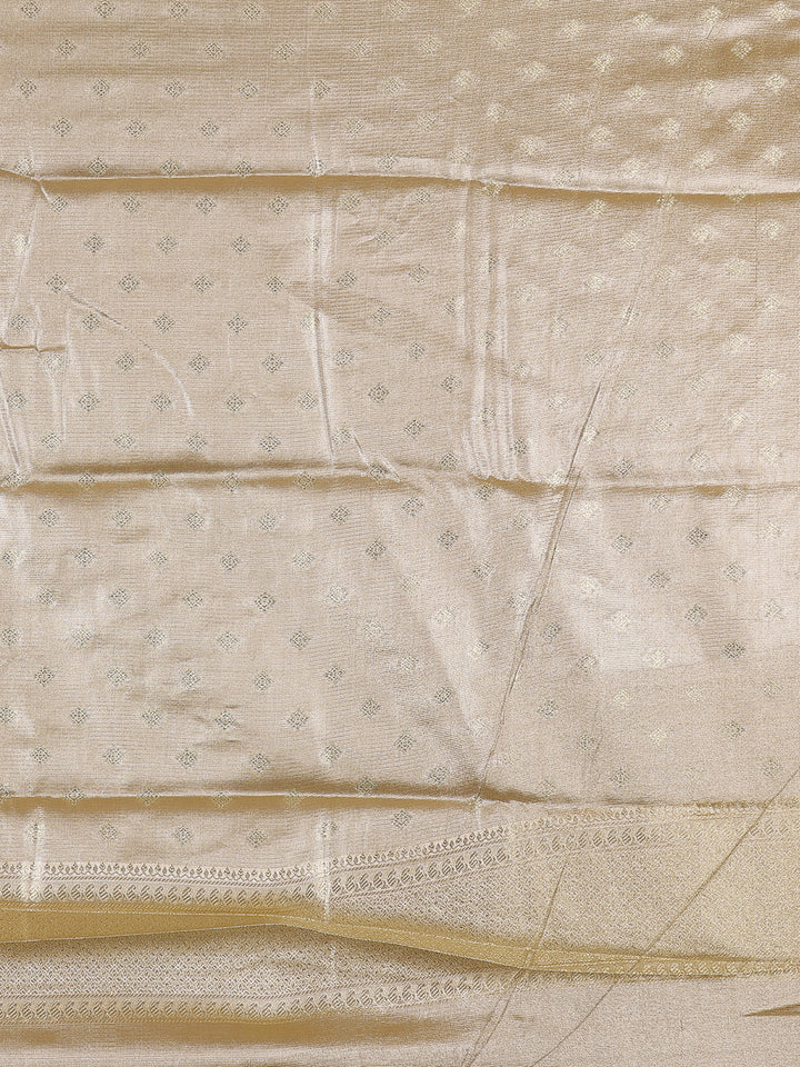 Champagne Gold Ikat Woven Tissue Silk Saree - Diadem