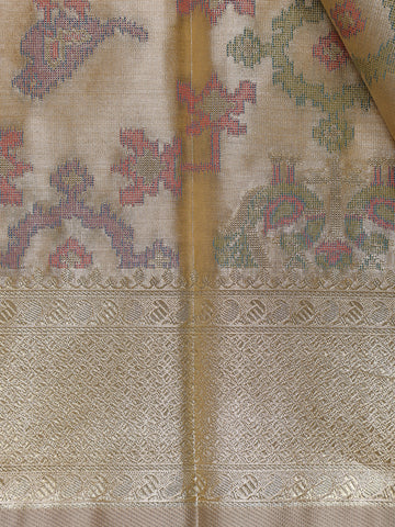 Champagne Gold Ikat Woven Tissue Silk Saree - Diadem
