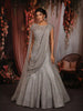Champagne Silver Grey Heavy Sequins and Beads Embroidered Design Mermaid Net Lehenga
