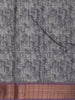 Charcoal Ash Grey Abstract Printed Design Semi Tussar Saree with Floral Border