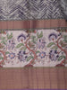 Charcoal Ash Grey Abstract Printed Design Semi Tussar Saree with Floral Border