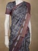 Charcoal Ash Grey Abstract Printed Design Semi Tussar Saree with Floral Border