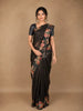 Charcoal Black Butta Woven Design Tissue Silk Fancy Saree with Floral Border