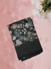 Charcoal Black Floral Printed Design Linen Cotton Saree