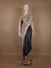 Charcoal Black Floral Printed Tussar Silk Saree - Diadem