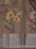 Charcoal Brown Floral Design Tussar Silk Saree