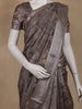Charcoal Brown Floral Design Tussar Silk Saree