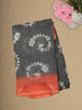 Charcoal Grey Abstract Printed Design Linen Cotton Saree