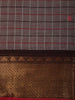 Charcoal Grey Checked Woven Design Pure Cotton Saree with Contrast Zari Border