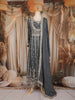 Charcoal Grey Floral Embroidered Chiffon Anarkali Salwar Suit with Dupatta