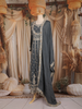 Charcoal Grey Floral Embroidered Chiffon Anarkali Salwar Suit with Dupatta