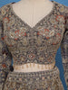 Charcoal Grey Floral Embroidery Design Bridal Net Lehenga
