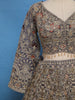 Charcoal Grey Floral Embroidery Design Bridal Net Lehenga
