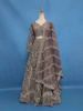 Charcoal Grey Floral Embroidery Design Bridal Net Lehenga