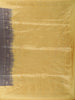 Charcoal Grey Gold Zari Striped Design Semi Tussar Saree with Contrast Border