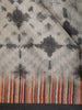 Charcoal Grey Ikat Printed Design Semi Tussar Saree with Striped Border