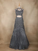 Charcoal Grey Sequins Embroidered Mermaid Net Lehenga With Choker Dupatta