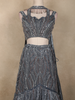 Charcoal Grey Sequins Embroidered Mermaid Net Lehenga With Choker Dupatta