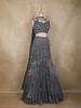 Charcoal Grey Sequins Embroidered Mermaid Net Lehenga With Choker Dupatta