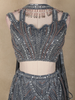 Charcoal Grey Sequins Embroidered Mermaid Net Lehenga With Choker Dupatta