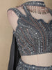 Charcoal Grey Sequins Embroidered Mermaid Net Lehenga With Choker Dupatta