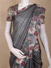 Charcoal Grey Striped Design Semi Tussar Silk  Saree