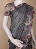 Charcoal Grey Striped Design Semi Tussar Silk  Saree