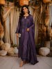 Charcoal Purple Heavy Beads Embroidered Design Satin Straight Cut Salwar Suit with Matching Dupatta