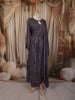 Charcoal Purple Heavy Beads Embroidered Design Satin Straight Cut Salwar Suit with Matching Dupatta