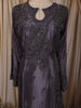 Charcoal Purple Heavy Beads Embroidered Design Satin Straight Cut Salwar Suit with Matching Dupatta