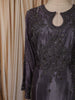 Charcoal Purple Heavy Beads Embroidered Design Satin Straight Cut Salwar Suit with Matching Dupatta