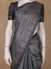 Charcoal Grey Floral Designed Semi Tussar Saree - Diadem
