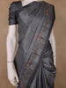 Charcoal Grey Floral Designed Semi Tussar Saree - Diadem