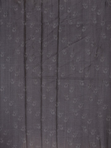 Charcoal Grey Floral Designed Semi Tussar Saree - Diadem